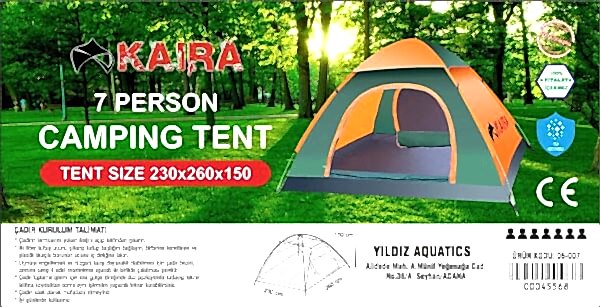 KAIRA 7 KİŞİLİK KOLAY KURULUMLU SU GEÇİRMEZ ÇADIR - 1